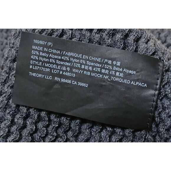 Theory womens small gray BABY ALPACA Rib mockneck stretch top vest - Picture 6 of 8